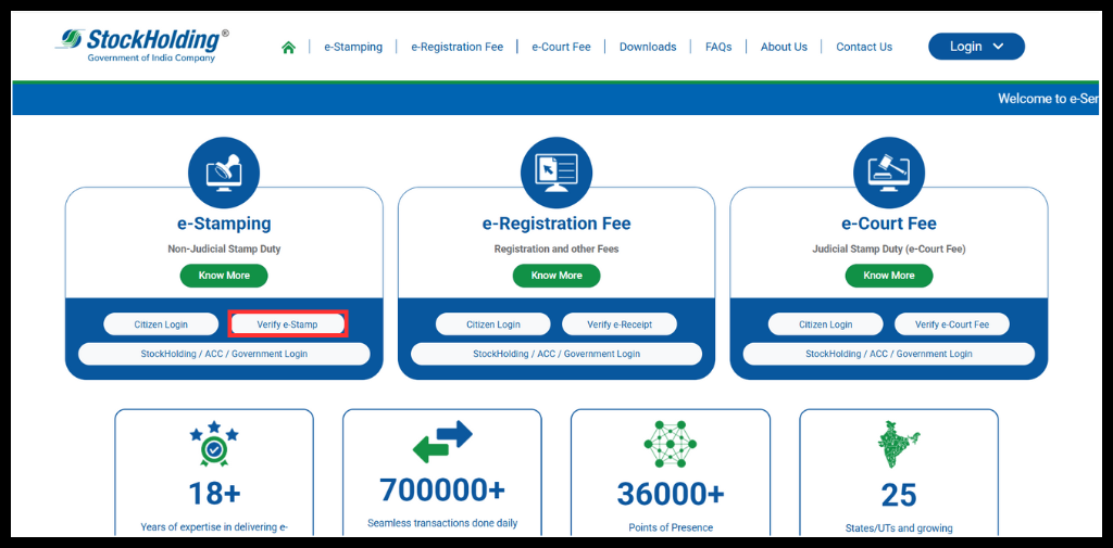 click on Verify e-stamp