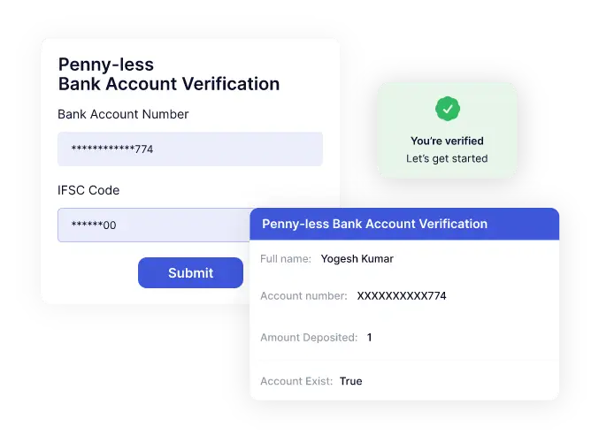 Penny-less Bank Account Verification API