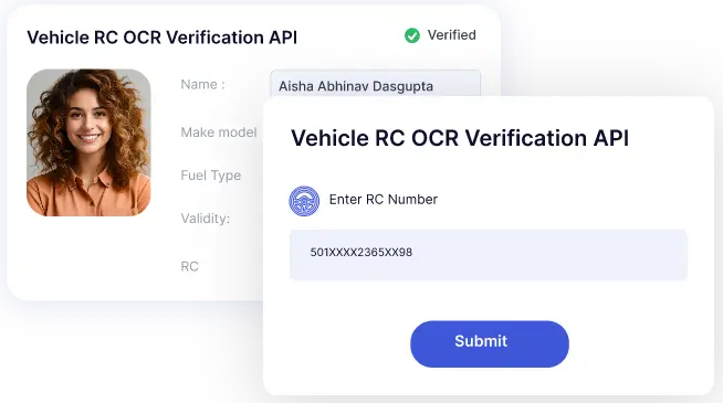 Vehicle RC OCR verification card Vehicle RC OCR verification card