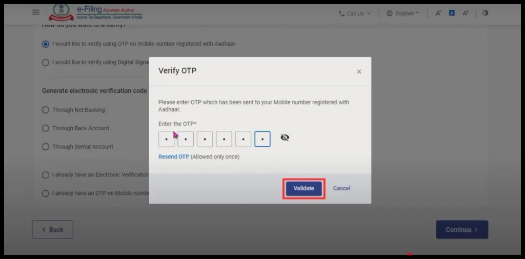 click on generate Aadhaar OTP. 