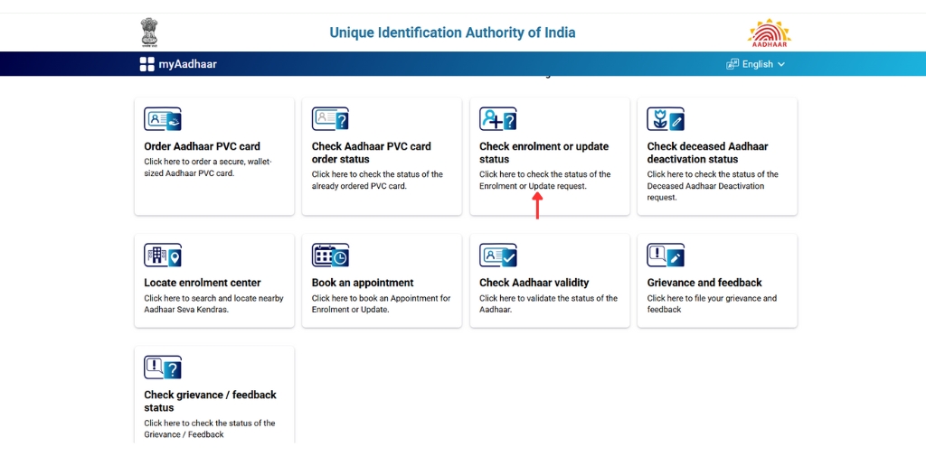 Click the Check Enrolment or Update Status section
