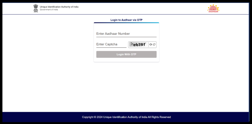 Login to Aadhaar Via OTP