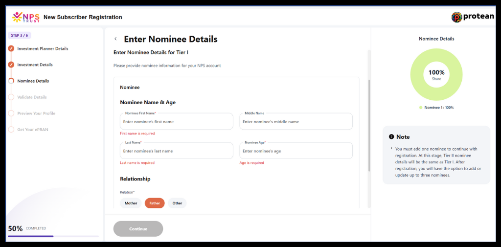 Enter Nominee details
