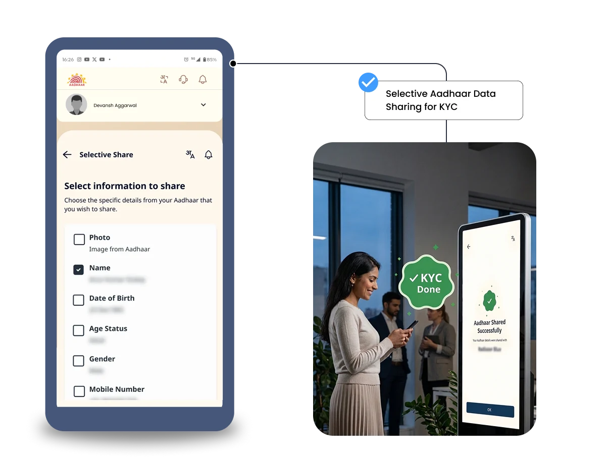 Selective Aadhaar Data Sharing for KYC