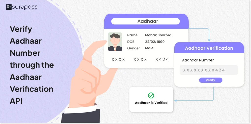 Verity Aadhaar number through the aadhaar verification api